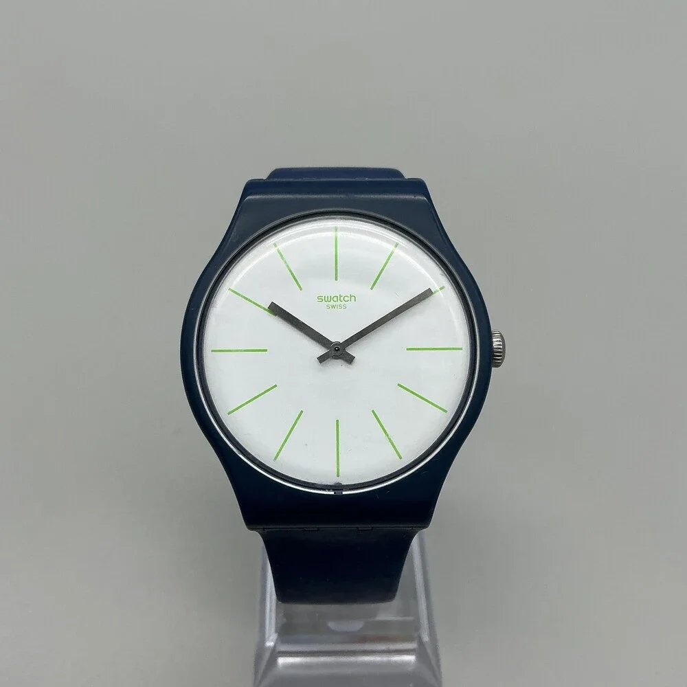 Swatch BlueSounds Mens Watch 41mm SUON127 Blue White Dial Swiss New Battery